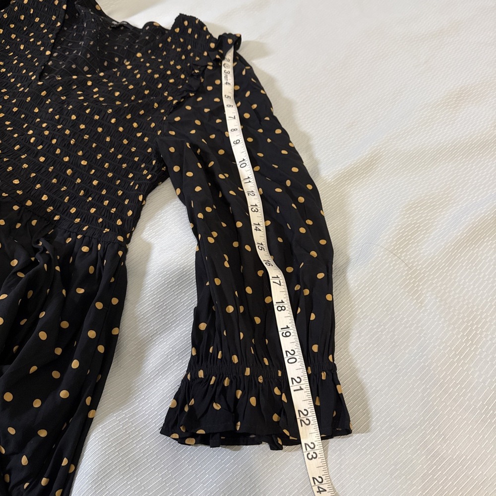 Madewell Lucie V-Neck Smocked Mini Dress in Polka Dot Size L - Picture 7 of 13